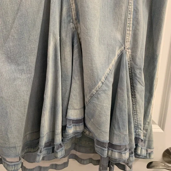 Juliette Light Blue Denim Skirt with Ruffle Hem - Picture 11 of 12